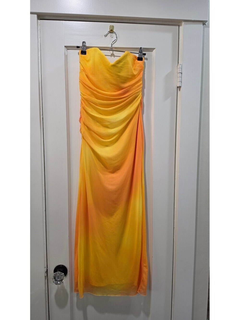 ZARA Strapless Ombre Yellow Orange Evening Dress Size XS